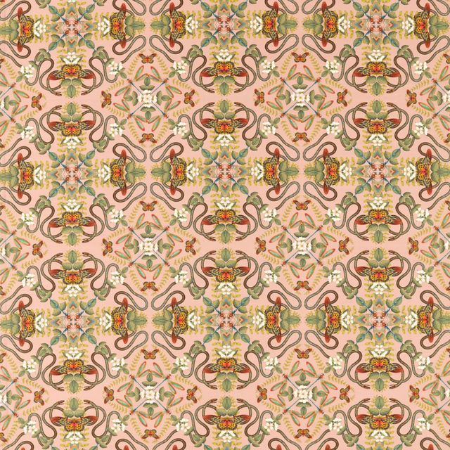 Clarke and Clarke Botanical Wonders Fabric EMERALD FOREST BLUSH LINEN
