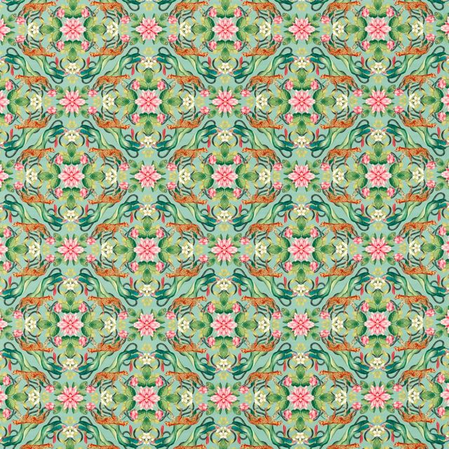 Clarke and Clarke Botanical Wonders Fabric MENAGERIE AQUA