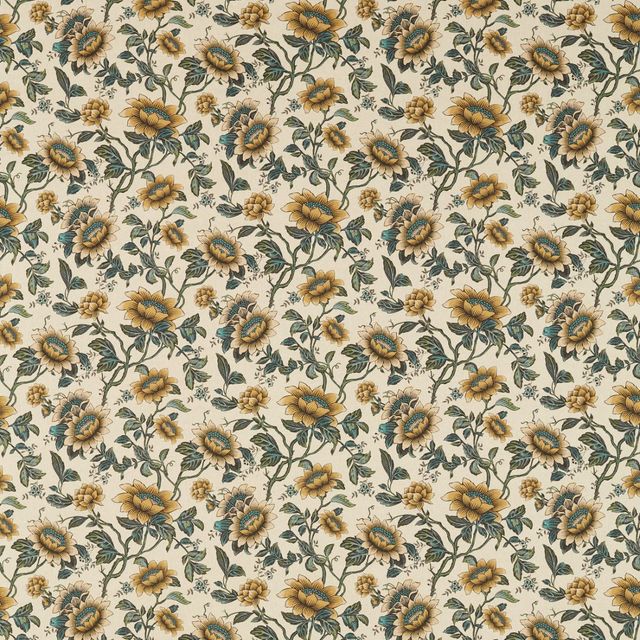 Clarke and Clarke Botanical Wonders Fabric TONQUIN LINEN/CHARTREUSE