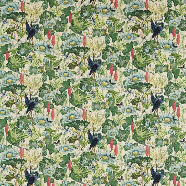 Clarke and Clarke Botanical Wonders Fabric WATERLILY LINEN