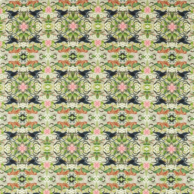 Clarke and Clarke Botanical Wonders Fabric WONDERLUST TEA STORY DOVE