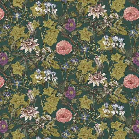 PASSIFLORA EMERALD VELVET Upholstery Fabric