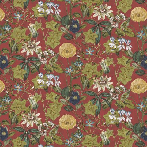 PASSIFLORA ROUGE VELVET Upholstery Fabric