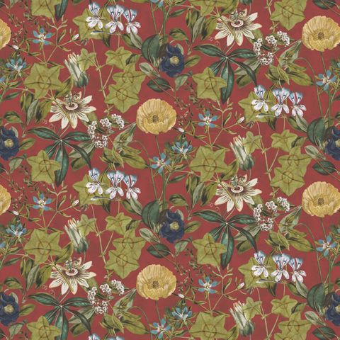 PASSIFLORA ROUGE VELVET Upholstery Fabric