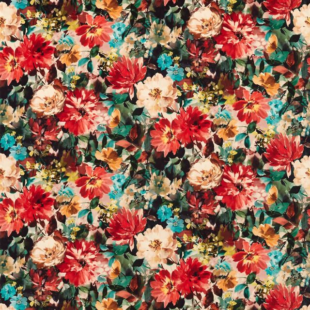 Clarke and Clarke Exotica 2 Fabric TAHITI ROUGE VELVET