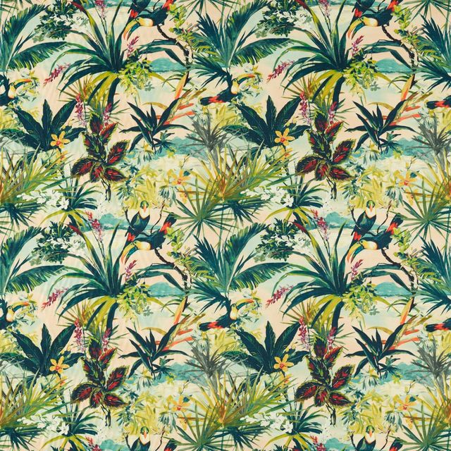 Clarke and Clarke Exotica 2 Fabric TOUCAN BLUSH