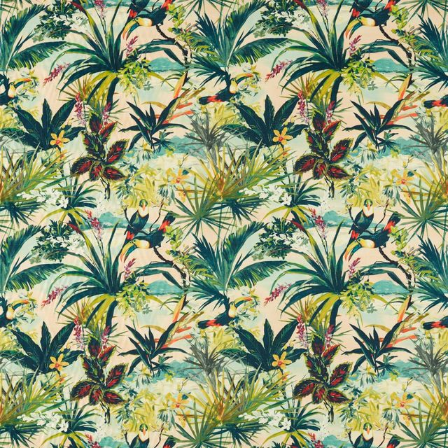 Clarke and Clarke Exotica 2 Fabric TOUCAN BLUSH Upholstery Fabric