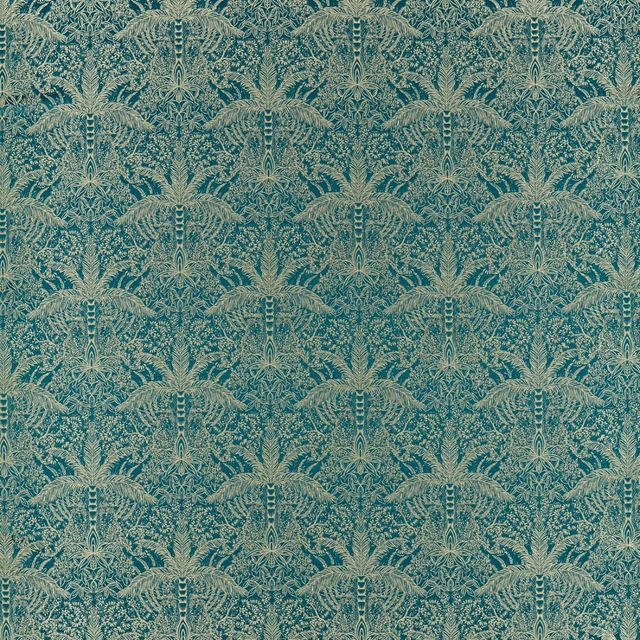 Clarke and Clarke Exotica 2 Fabric LEOPARDO KINGFISHER JACQUARD