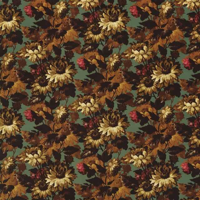 Clarke and Clarke Marianne Fabric SUNFOREST SAGE/RUSSET VELVET Upholstery Fabric