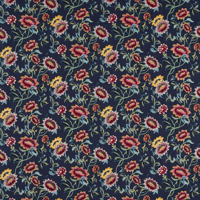 Clarke and Clarke Botanical Wonders Fabric TONQUIN MIDNIGHT EMBROIDERY