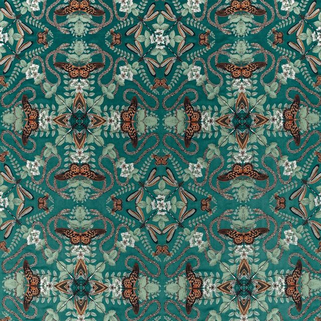 EMERALD FOREST TEAL JACQUARD Voile Fabric