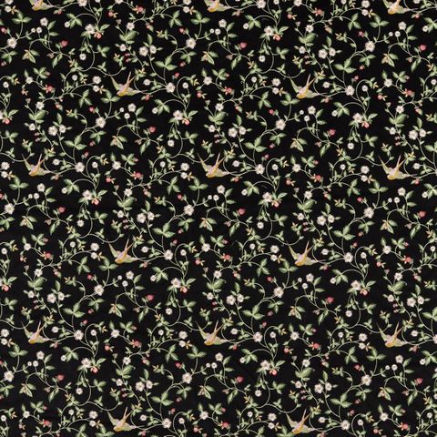 WILD STRAWBERRY NOIR EMBROIDERY Voile Fabric