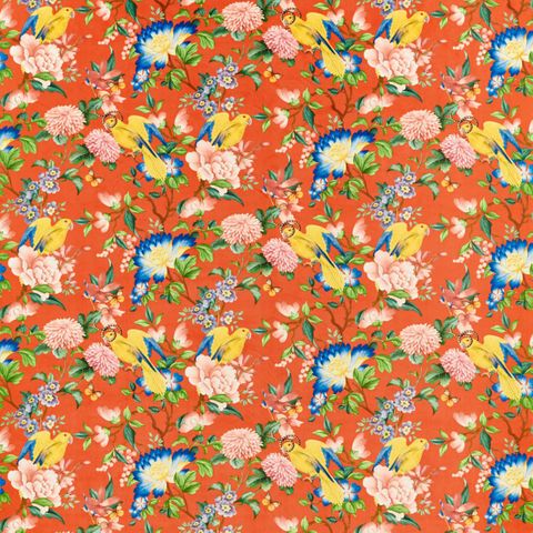GOLDEN PARROT CORAL VELVET Upholstery Fabric