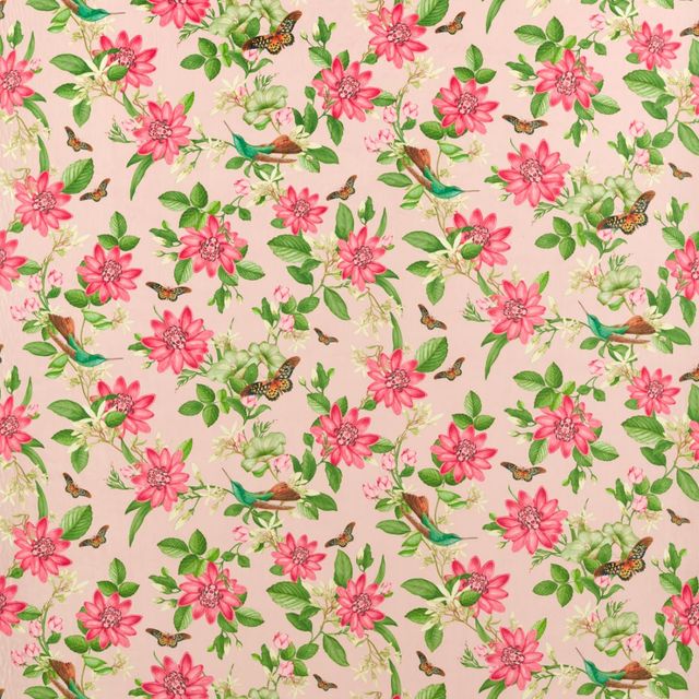 Clarke and Clarke Botanical Wonders Fabric PINK LOTUS BLUSH VELVET Upholstery Fabric