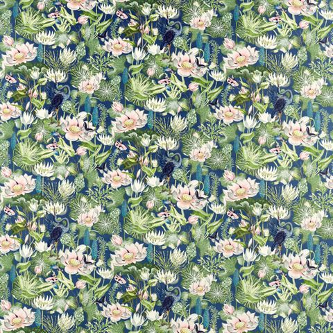 WATERLILY MIDNIGHT VELVET Upholstery Fabric