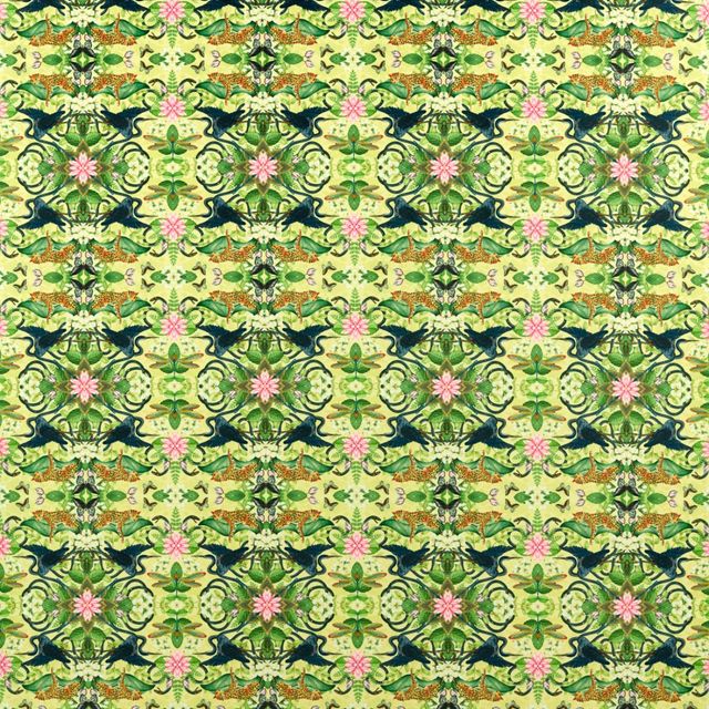 Clarke and Clarke Botanical Wonders Fabric WONDERLUST TEA STORY CITRON VELVET