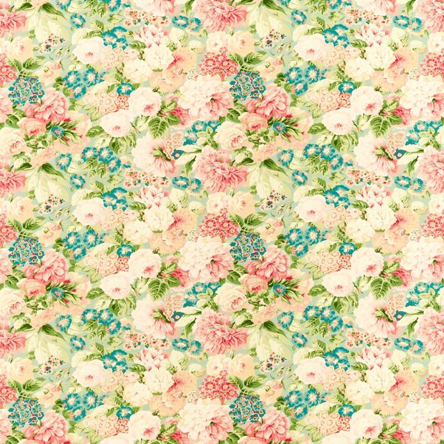 Sanderson One Sixty Fabrics Rose & Peony Sage/Coral