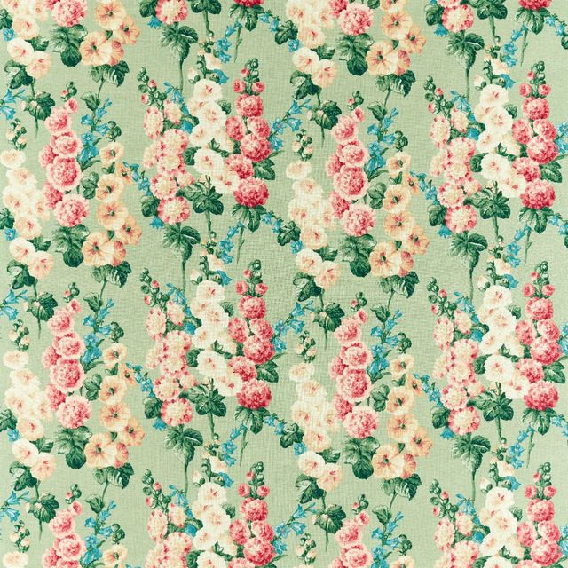 Sanderson One Sixty Fabrics Hollyhocks Sage/Rose