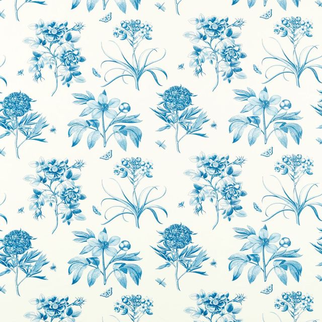 Sanderson One Sixty Fabrics Etchings & Roses China Blue