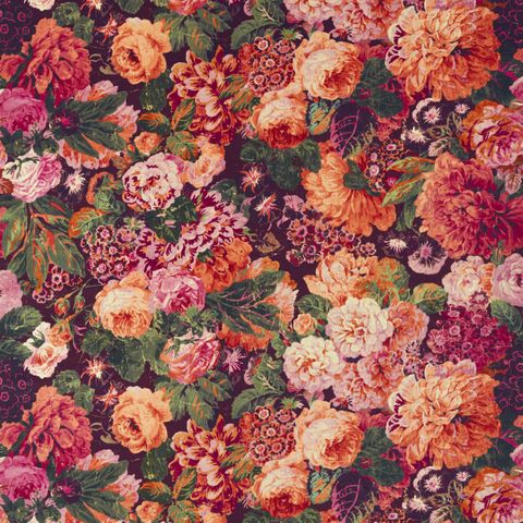 Very Rose and Peony Wild Plum Upholstery Fabric