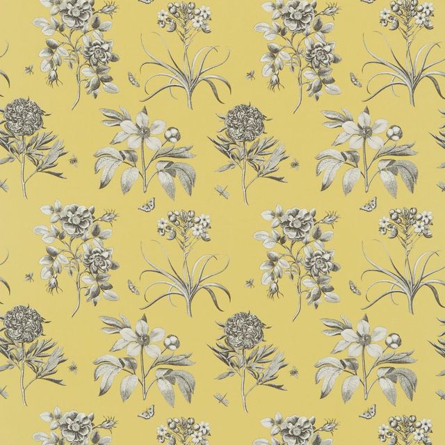 Sanderson One Sixty Fabrics ETCHINGS & ROSES EMPIRE YELLOW