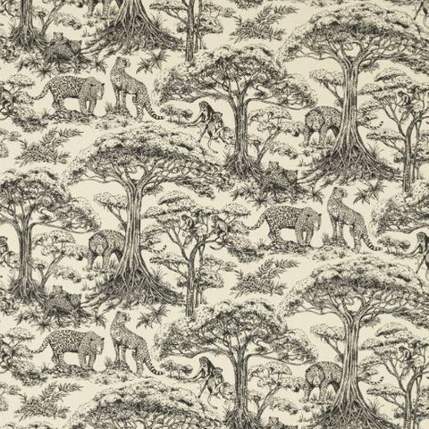 Kisumu Noir/Linen Upholstery Fabric