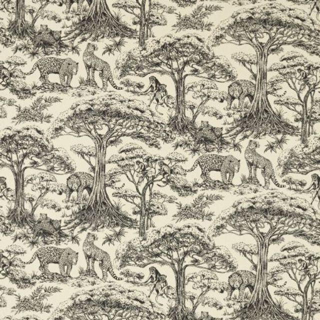 Clarke and Clarke Breegan Jane x Clarke and Clarke Kisumu Noir/Linen Upholstery Fabric