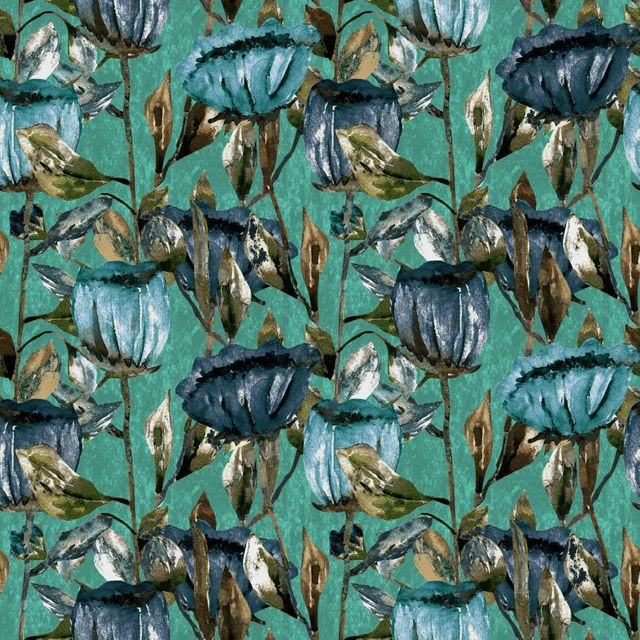 Utopia Contemporary Velvet Tulippa Velvet Print Turquoise