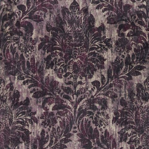 Chaucer Velvet Print Aubergine Upholstery Fabric