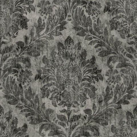 Chaucer Velvet Print Charcoal Upholstery Fabric