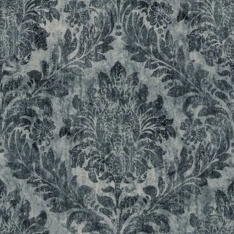 Chaucer Velvet Print Cyan Upholstery Fabric