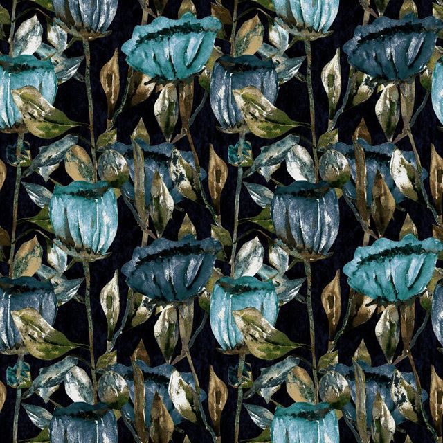 Utopia Contemporary Velvet Tulippa Velvet Print Navy