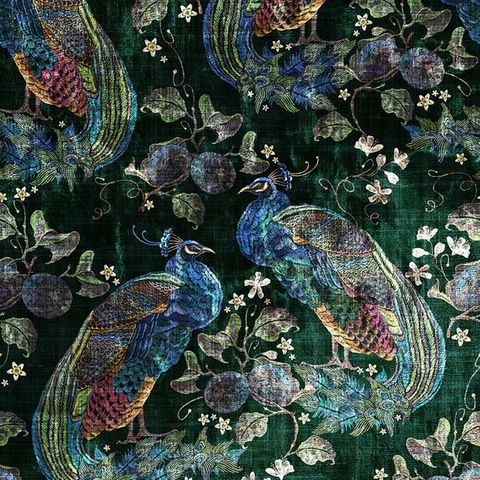 Peacock Opulence Bottle Green Upholstery Fabric