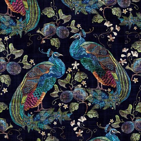 Peacock Luxor Navy Upholstery Fabric