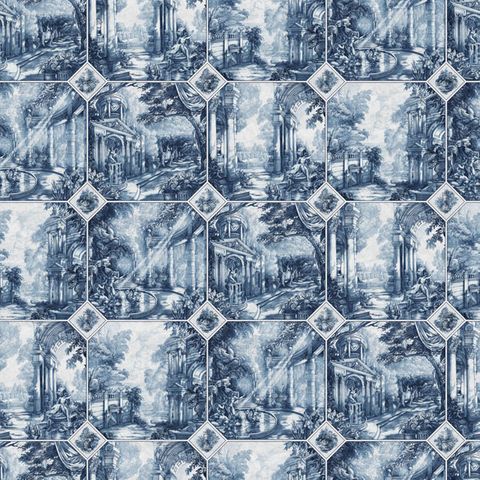 Arcadia Ego Classic Blue Upholstery Fabric