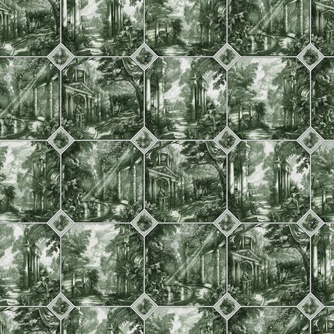 Arcadia Ego Gin Bottle Green Upholstery Fabric