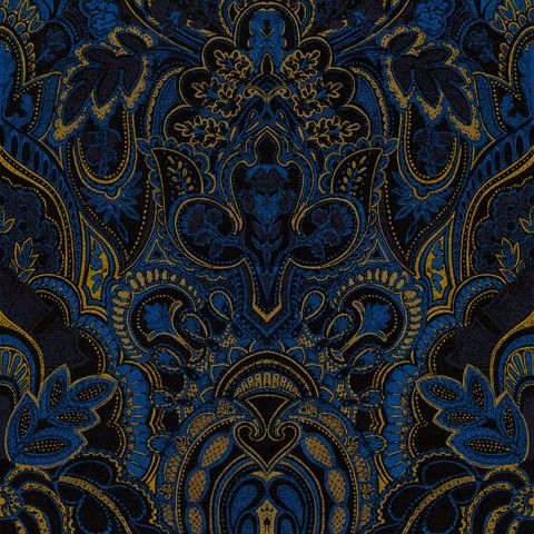 Damask Dangereuse Oxford Blue Upholstery Fabric