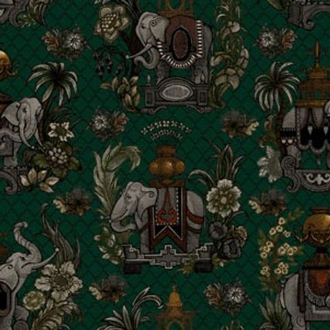 Elephantasy Gin Bottle Green Upholstery Fabric