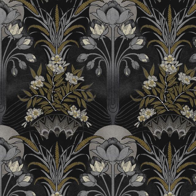 Gin on the Nile Anthracite Upholstery Fabric