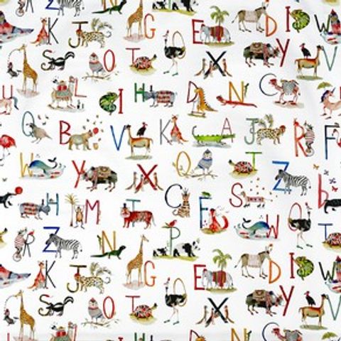 Animal Alphabet Paintbox Voile Fabric