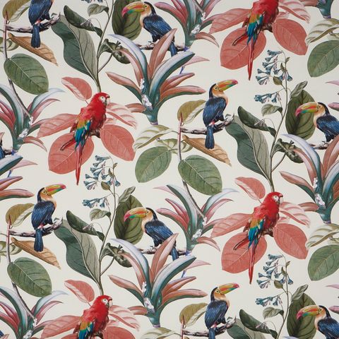 Parakeet Papaya Upholstery Fabric