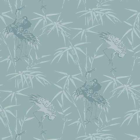 V&A Bamboo Garden Duck Egg Upholstery Fabric