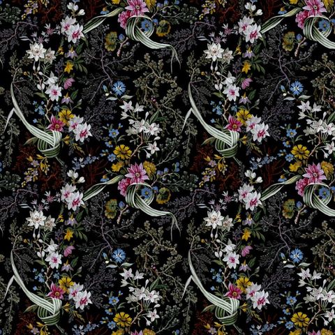 V&A Floris Jet Black Upholstery Fabric