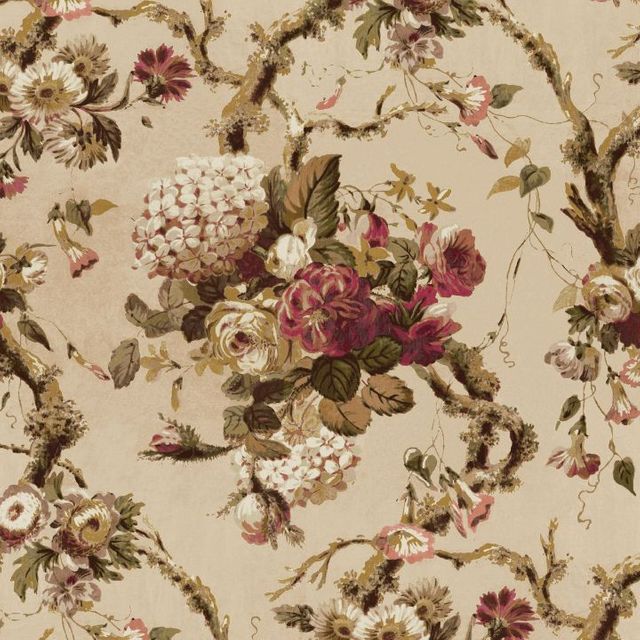 Arley House V&A Floral Abundance V&A Georgette Biscuit Upholstery Fabric