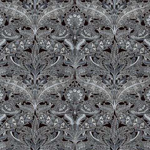 V&A Lacewings Jet Black Upholstery Fabric