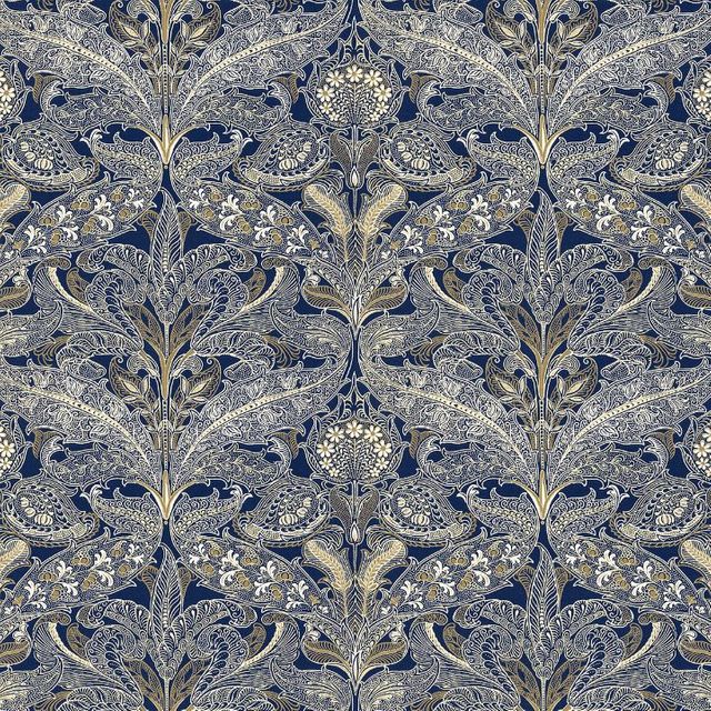 Arley House V&A Classic Collection V&A Lacewings Indigo Upholstery Fabric