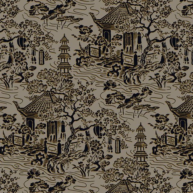 Arley House V&A Classic Collection V&A Pagoda Mocha Upholstery Fabric