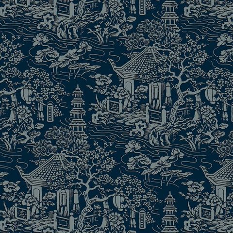 V&A Pagoda Ocean Upholstery Fabric