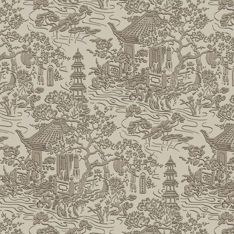 V&A Pagoda Beige Upholstery Fabric