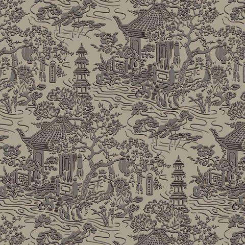 V&A Pagoda Taupe Upholstery Fabric